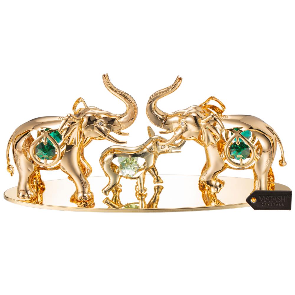 gold elephant family ornament