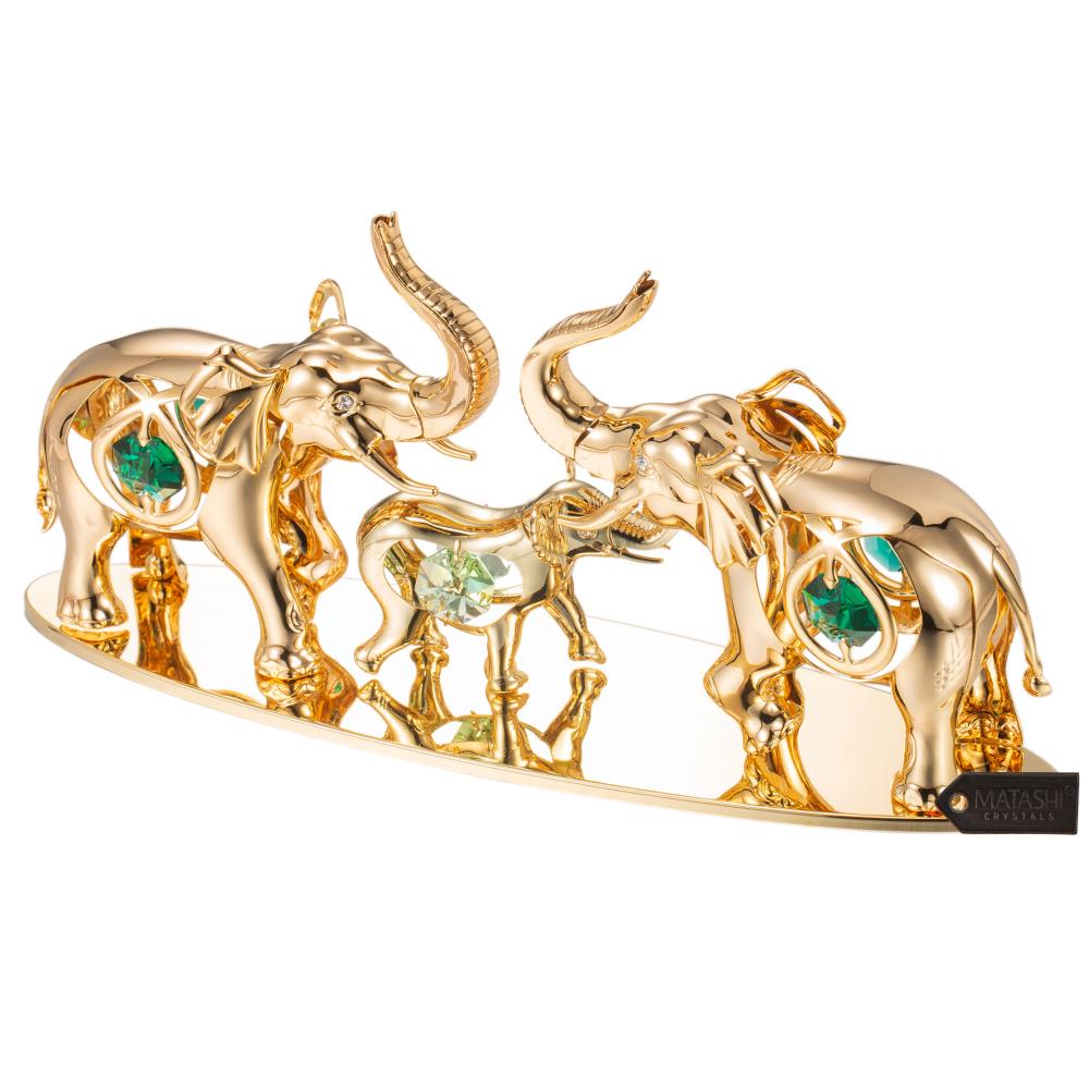 gold elephant family ornament
