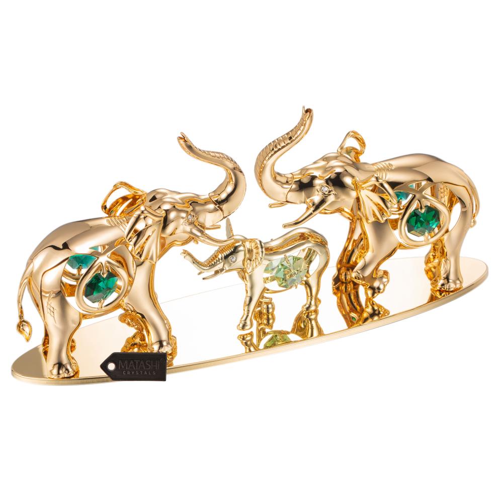 gold elephant family ornament