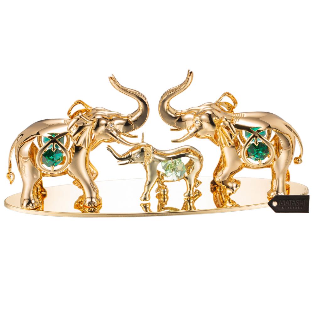 gold elephant family ornament