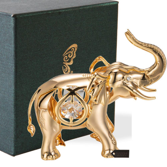 24K Gold Plated Crystal Studded Elephant Ornament