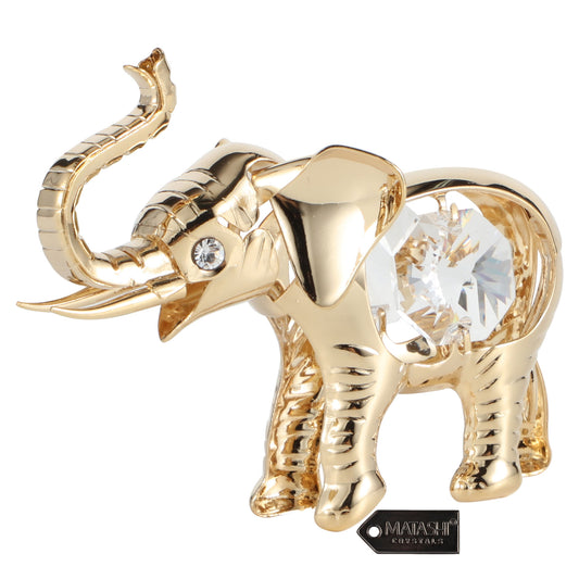 24K Gold Plated Crystal Studded Baby Elephant Ornament